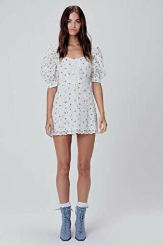 For Love & Lemons WILD Cherry Mini Kleid, Blau