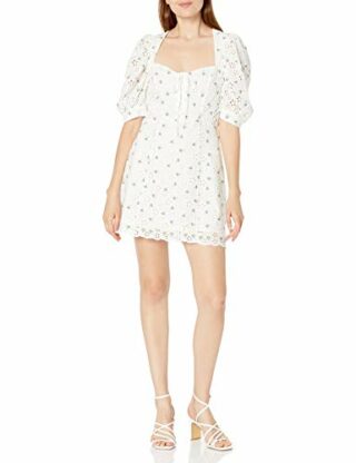 For Love & Lemons WILD Cherry Mini Kleid, Blau