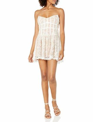 For Love & Lemons Wildflower Mini Kleid, Beige