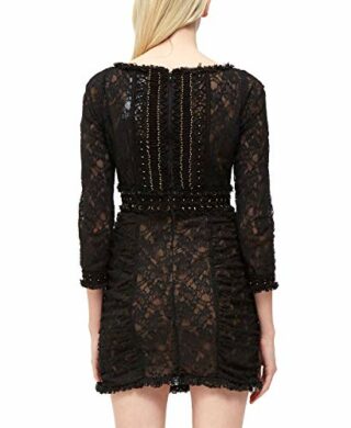French Connection Langärmliges Spitzen-Minikleid, Schwarz