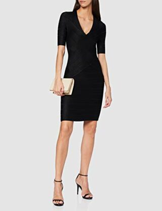 French Connection Zasha Spotlight Body-Kleid mit V-Ausschnitt, Schwarz