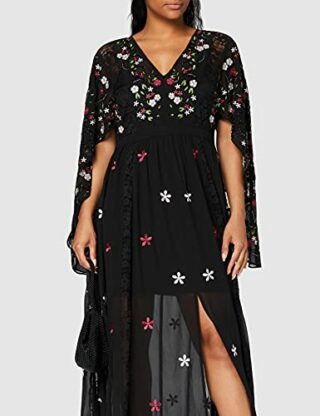 Frock and Frill Glenda Maxikleid mit Cape-Ärmeln, Schwarz