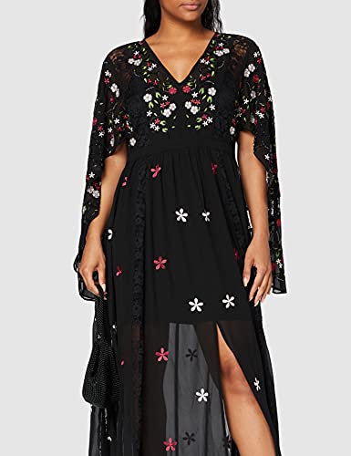 Frock and Frill Glenda Maxikleid mit Cape-Ärmeln, Schwarz Frock and Frill Glenda Maxikleid mit Cape-Ärmeln, Schwarz