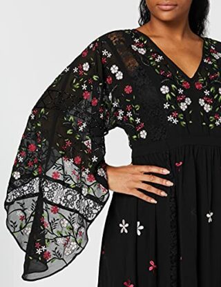 Frock and Frill Glenda Maxikleid mit Cape-Ärmeln, Schwarz