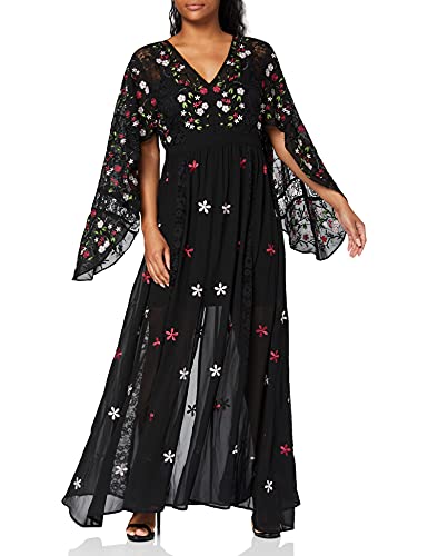 Frock and Frill Glenda Maxikleid mit Cape-Ärmeln, Schwarz Frock and Frill Glenda Maxikleid mit Cape-Ärmeln, Schwarz