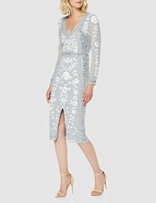 Frock and Frill Harper Midikleid mit V-Ausschnitt, Grau