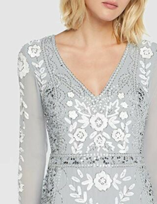 Frock and Frill Harper Midikleid mit V-Ausschnitt, Grau