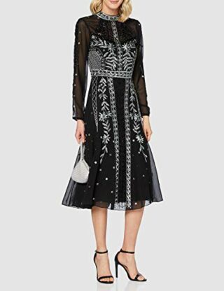 Frock and Frill Igraine Midikleid mit Stehkragen, Schwarz