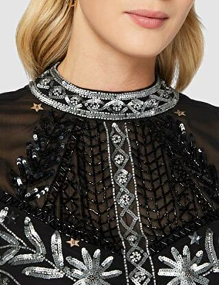 Frock and Frill Igraine Midikleid mit Stehkragen, Schwarz