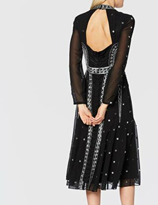 Frock and Frill Igraine Midikleid mit Stehkragen, Schwarz