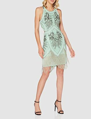 Frock and Frill Invicta Fransenkleid mit gekreuztem Rücken, Grün