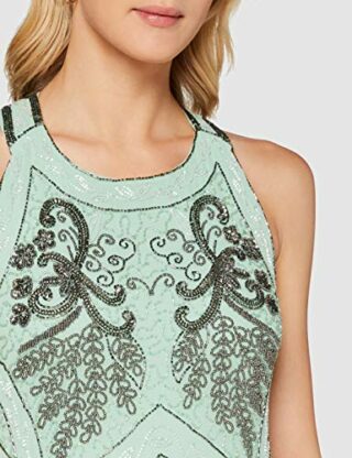Frock and Frill Invicta Fransenkleid mit gekreuztem Rücken, Grün