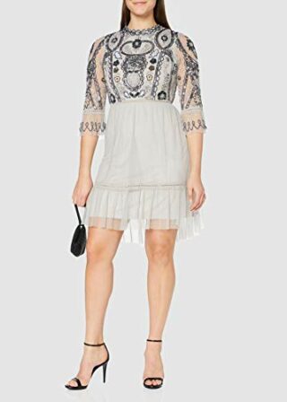 Frock and Frill Isobelle Abendkleid, Knielang, Grau