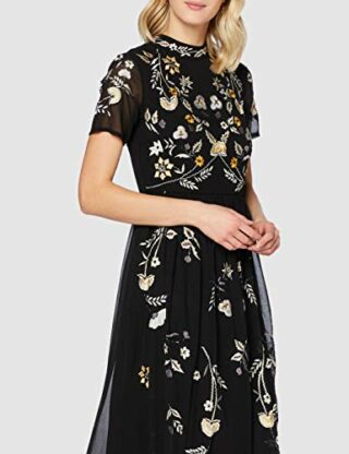 Frock and Frill Josie Maxikleid, Bestickt, Schwarz