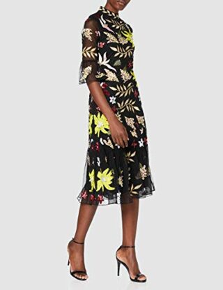 Frock and Frill Karaline Besticktes Midikleid, Schwarz