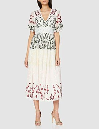 Frock and Frill Midi Cocktailkleid, Weiß