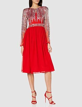 Frock and Frill Skater-Midikleid Cocktailkleid, Rot