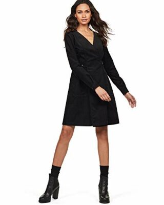 G-STAR RAW Core Wickelkleid, Ausgestelltes Kleid, Schwarz