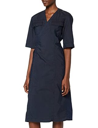 G-STAR RAW Midi Wickelkleid mit V-Ausschnitt, Blau