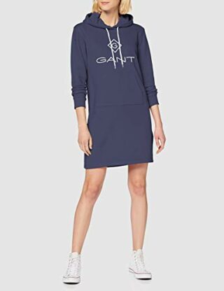 GANT D1 Lock UP Hoodie Kleid, Sommerkleid mit Kapuze, Blau