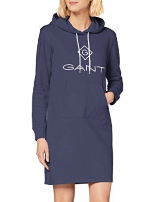 GANT D1 Lock UP Hoodie Kleid, Sommerkleid mit Kapuze, Blau