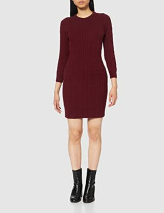 GANT D1. Etui-Kleid mit Zopfmuster, Rot