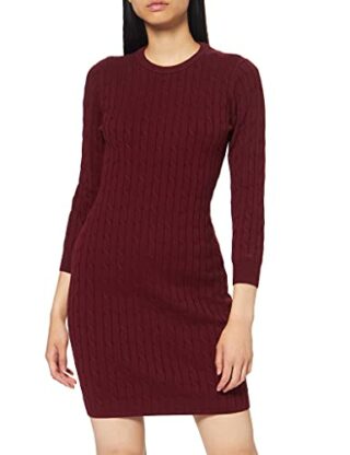 GANT D1. Etui-Kleid mit Zopfmuster, Rot