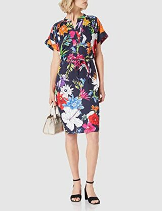 GANT D2. Humming Popover Kleid mit Blumen, Blau
