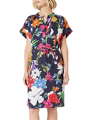 GANT D2. Humming Popover Kleid mit Blumen, Blau