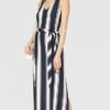 GANT D2. Maxi-Jerseykleid, Gestreift, Blau