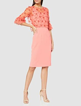 Gina Bacconi Bayley Overtop Crepe-Kleid, Orange