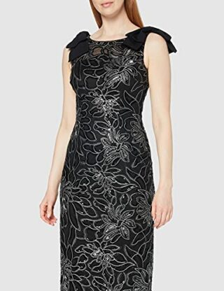 Gina Bacconi Besticktes Maxikleid, Cocktailkleid, Schwarz