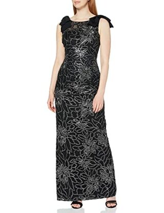 Gina Bacconi Besticktes Maxikleid, Cocktailkleid, Schwarz