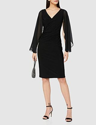 Gina Bacconi Cocktailkleid aus Jersey und Chiffon, Schwarz