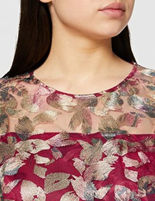Gina Bacconi Cocktailkleid mit Blattstickerei, Rot
