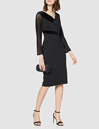 Gina Bacconi Etuikleid mit Mesh, Schwarz