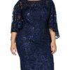Gina Bacconi Leilani Paillettenkleid mit Cape-Ärmeln, Blau