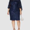 Gina Bacconi Leilani Paillettenkleid mit Cape-Ärmeln, Blau