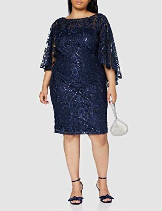 Gina Bacconi Leilani Paillettenkleid mit Cape-Ärmeln, Blau