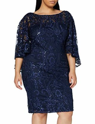 Gina Bacconi Leilani Paillettenkleid mit Cape-Ärmeln, Blau