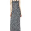 Gina Bacconi Maxikleid mit Perlen, Cocktailkleid, Grau