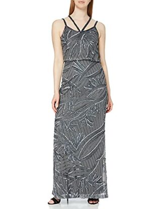 Gina Bacconi Maxikleid mit Perlen, Cocktailkleid, Grau