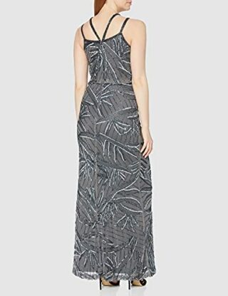 Gina Bacconi Maxikleid mit Perlen, Cocktailkleid, Grau
