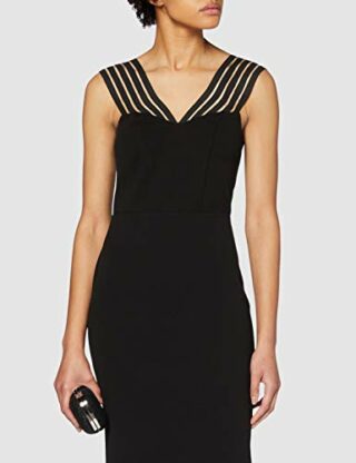 Gina Bacconi Maxikleid mit Riemendetail, Schwarz
