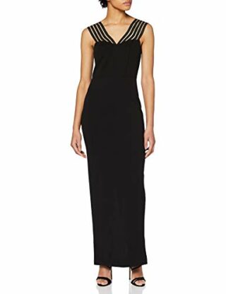 Gina Bacconi Maxikleid mit Riemendetail, Schwarz