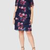 Gina Bacconi Peggy Etuikleid aus Chiffon mit Blumenmuster, Blau