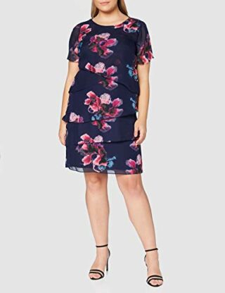Gina Bacconi Peggy Etuikleid aus Chiffon mit Blumenmuster, Blau