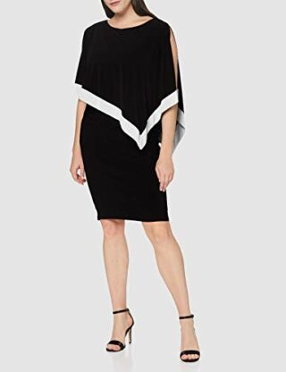 Gina Bacconi Sayuri Cape-Kleid aus Jersey, Schwarz