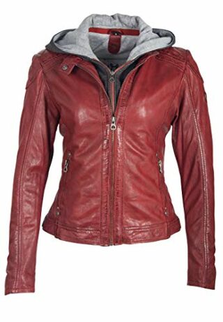 Gipsy GGAbby LAMAS Lederjacke mit Kapuze Damen, Rot