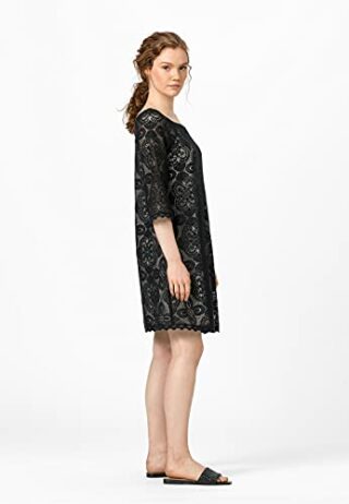 HALLHUBER Spitzenkleid mit Karree-Ausschnitt, Schwarz